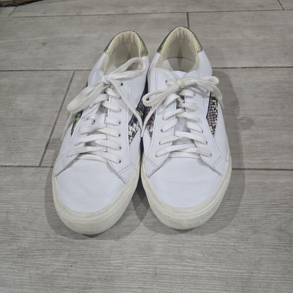 Madewell White Sneakers with Snakeskin Detail